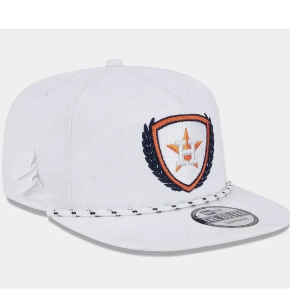 NEW ERA HOUSTON ASTROS THE GOLFER SNAPBACK MEN'S LIFESTYLE WHITE HAT EMBROIDERED